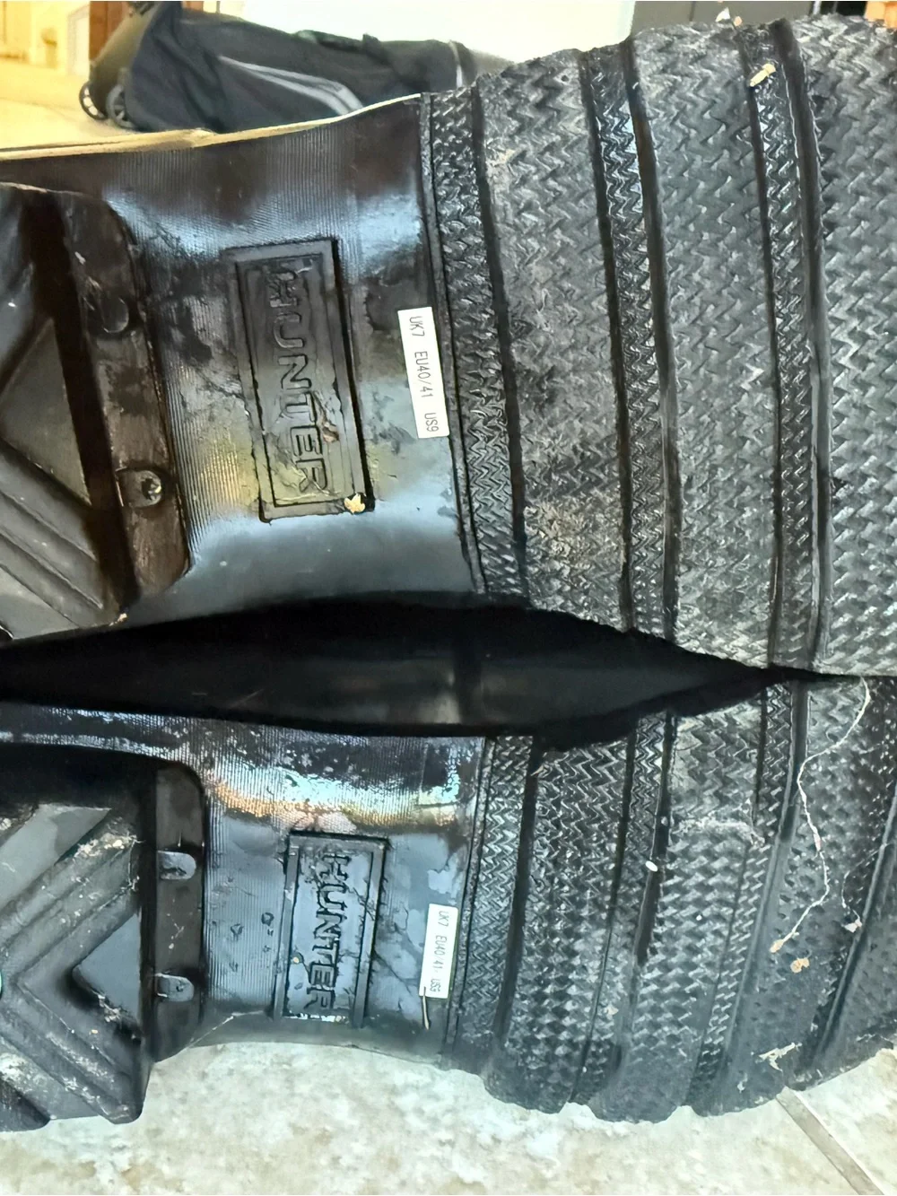 Hunter Black Rain Boot Interior Label